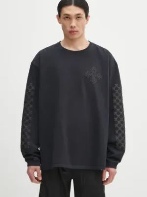 RHUDE longsleeve bawełniany Cross Logo kolor czarny z aplikacją RHPS25TT12012