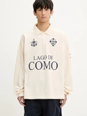 RHUDE longsleeve bawełniany Fc Como Pique kolor beżowy z nadrukiem RHSS25PO05012