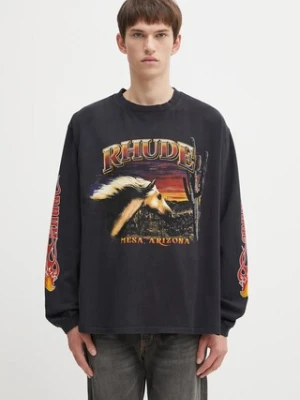 RHUDE longsleeve bawełniany Mesa Stallion kolor czarny z nadrukiem RHFW25TT08012