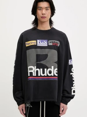 RHUDE longsleeve bawełniany Petrol Patch męska kolor czarny z nadrukiem RHSS25TT15012