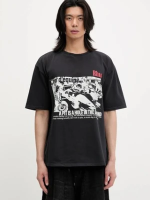 RHUDE t-shirt bawełniany Champions Du Monde męski kolor czarny z nadrukiem RHSS25TT14012