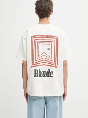 RHUDE t-shirt bawełniany Chevron Logo Repeat męski kolor beżowy z nadrukiem RHPF25TT03012