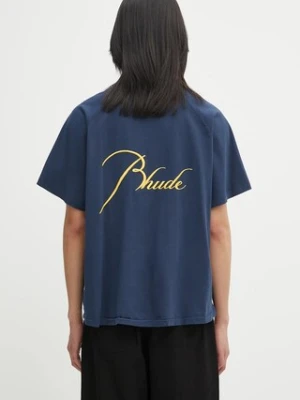 RHUDE t-shirt bawełniany Classique Raglan męski kolor granatowy z aplikacją RHPF25TT16012