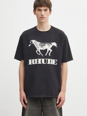 RHUDE t-shirt bawełniany Dinero męski kolor czarny z nadrukiem RHFW25TT01012