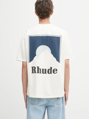 RHUDE t-shirt bawełniany Moonlight męski kolor beżowy z nadrukiem RHPF25TT02012