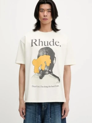 RHUDE t-shirt bawełniany Ponytail męski kolor beżowy z nadrukiem RHSS25TT08012