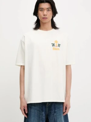 RHUDE t-shirt bawełniany Tabaco męski kolor beżowy z nadrukiem RHSS25TT09012
