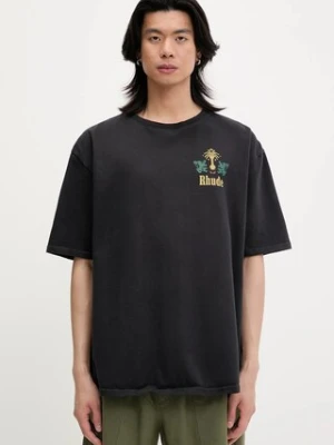 RHUDE t-shirt bawełniany Tabaco męski kolor czarny z nadrukiem RHSS25TT09012