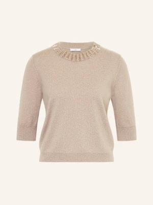 Riani Dzianinowa Koszulka Z Kaszmirem I Ozdobnymi Kamykami beige