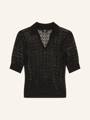 Riani Koszulka Polo Z Dzianiny Z Dziurkami schwarz