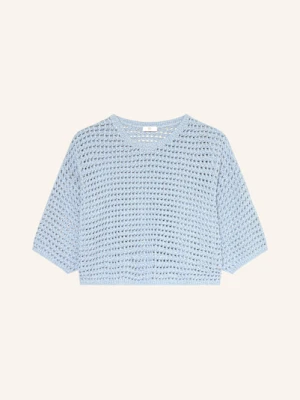 Riani Krótka Dzianinowa Koszulka Z Rękawami 3/4 I Błyszczącą Przędzą blau