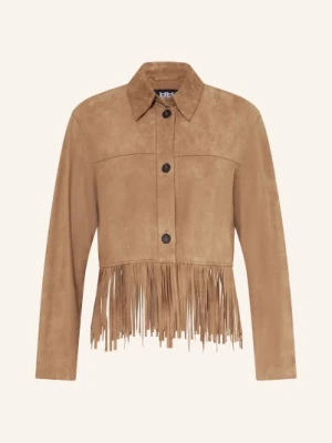 Riani Skórzana Kurtka Z Frędzlami braun