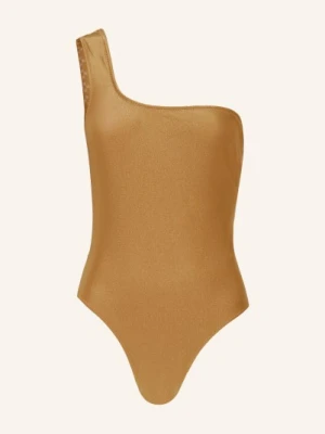 Riani Strój Kąpielowy Na Jedno Ramię Z Błyszczącą Przędzą gold