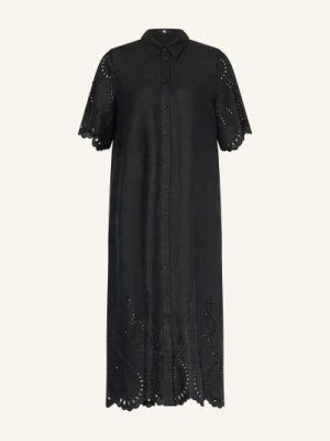 Riani Sukienka Koszulowa Z Lnu Z Koronką Ażurową schwarz