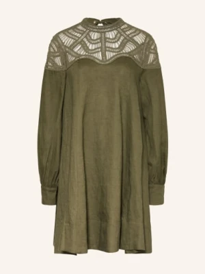 Riani Sukienka Z Lnu Z Koronką gruen