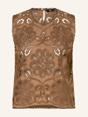 Riani Top Z Koronki Ażurowanej braun