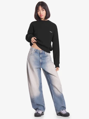 Ribbed bluza bez kaptura damska czarna Prosto