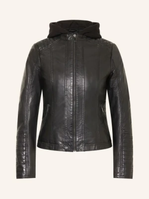 Ricano Kurtka Skórzana Raina Z Odpinanym Kołnierzem schwarz