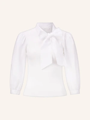 Rich & Royal Bluzka Z Wiązaniem Pod Szyją Z Mieszanki Materiałów, Z Rękawami 3/4 weiss