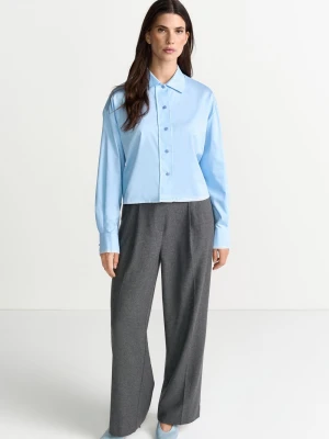 Rich & Royal Damska bluzka koszulowa Kobiety Bawełna niebieski jednolity,