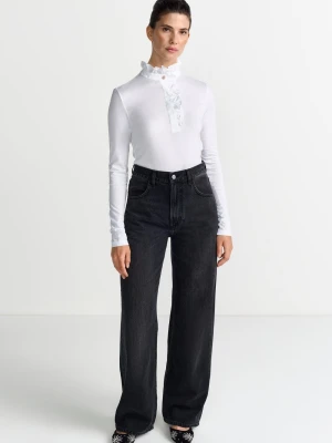 Rich & Royal Damska koszulka z długim rękawem - Mat Mix Kobiety Lyocell biały jednolity,