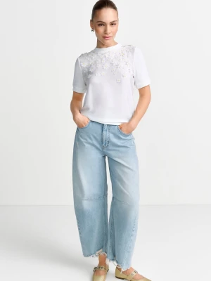 Rich & Royal Damska koszulka z dzianiny Kobiety biały jednolity,