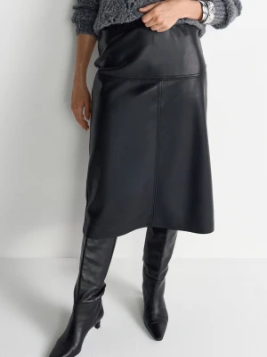 Rich & Royal Damska spódnica ze sztucznej skóry Kobiety Sztuczna skóra czarny jednolity,