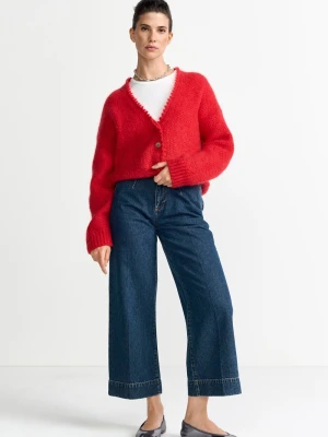 Rich & Royal Damski kardigan z zawartością moheru i wełny Kobiety czerwony jednolity,