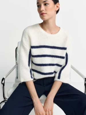Rich & Royal Damski sweter z dzianiny z zawartością alpaki i wełny Kobiety niebieski|biały w paski,