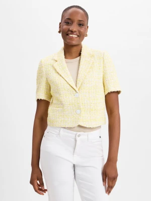 Rich & Royal Damski żakiet z krótkim rękawem z bouclé Kobiety żółty,