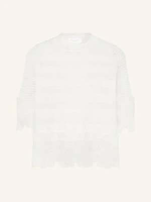 Rich & Royal Dzianinowa Bluzka Z Koronką weiss