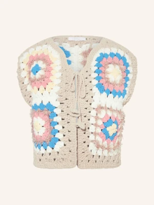 Rich & Royal Kamizelka Szydełkowa Z Błyszczącą Przędzą beige