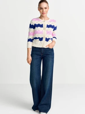 Rich & Royal Kardigan damski Kobiety Bawełna (100%) beżowy w paski,