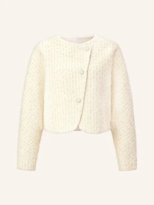 Rich & Royal Kurtka Bouclé Z Błyszczącą Przędzą I Kamieniami Ozdobnymi weiss