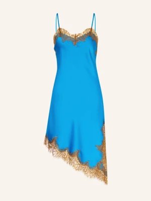 Rich & Royal Satynowa Sukienka Z Koronką blau niebieski
