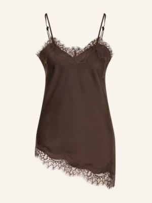 Rich & Royal Satynowy Top Z Koronką braun