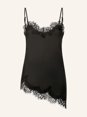 Rich & Royal Satynowy Top Z Koronką schwarz