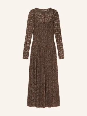 Rich & Royal Sukienka Z Dziurkowanej Koronki braun
