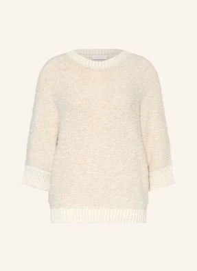Rich & Royal Sweter Z Bouclé Z Rękawami 3/4 I Błyszczącą Przędzą beige