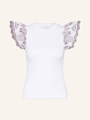 Rich & Royal T-Shirt Z Mieszanki Materiałów Z Falbankami weiss