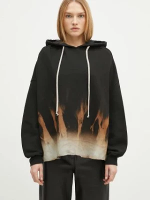 Zdjęcie produktu Rick Owens bluza bawełniana Crater Hoodie damska kolor czarny z kapturem wzorzysta DS02D2221.FSUN Rick Owens DRKSHDW