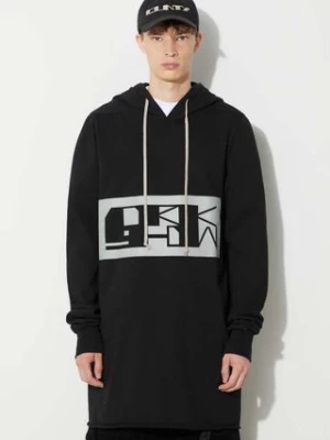 Rick Owens bluza bawełniana męska kolor czarny z kapturem z nadrukiem Rick Owens DRKSHDW