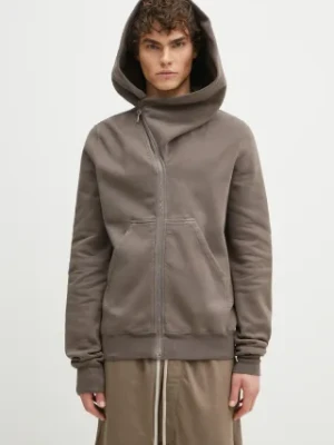 Rick Owens bluza bawełniana Mountain męska kolor szary z kapturem gładka DU01E3286.F Rick Owens DRKSHDW