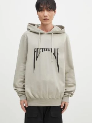 Rick Owens bluza bawełniana Oversized Hoodie męska kolor beżowy z kapturem z nadrukiem DU02D2282.FEP1P