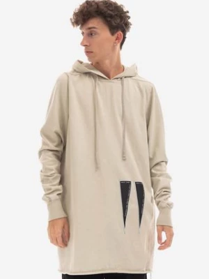 Rick Owens bluza bawełniana Pullover Hoodie męska kolor beżowy z kapturem z nadrukiem DU02B4285.RIGEH1.PEARL-Cream