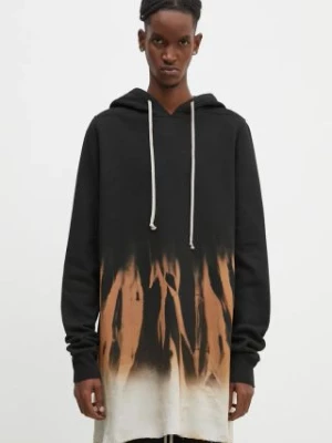 Rick Owens bluza bawełniana Pullover Hoodie męska kolor czarny z kapturem wzorzysta DU02D2285.FSUN