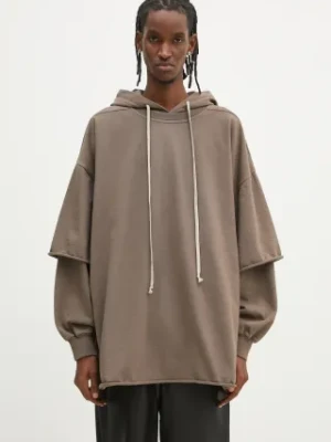 Rick Owens bluza bawełniana Tommy Hustler męska kolor brązowy z kapturem gładka DU01E3271.RIG Rick Owens DRKSHDW