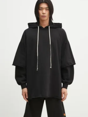Rick Owens bluza bawełniana Tommy Hustler męska kolor czarny z kapturem gładka DU01E3271.RIG Rick Owens DRKSHDW