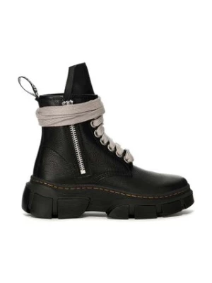 Rick Owens botki skórzane x Dr. Martens 1460 Jumbo Lace Boot damskie kolor czarny na płaskim obcasie DW01D7810