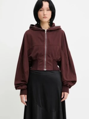 Rick Owens DRKSHDW bluza bawełniana Collage Gimp damska kolor brązowy z kapturem DS02E7233.RIG